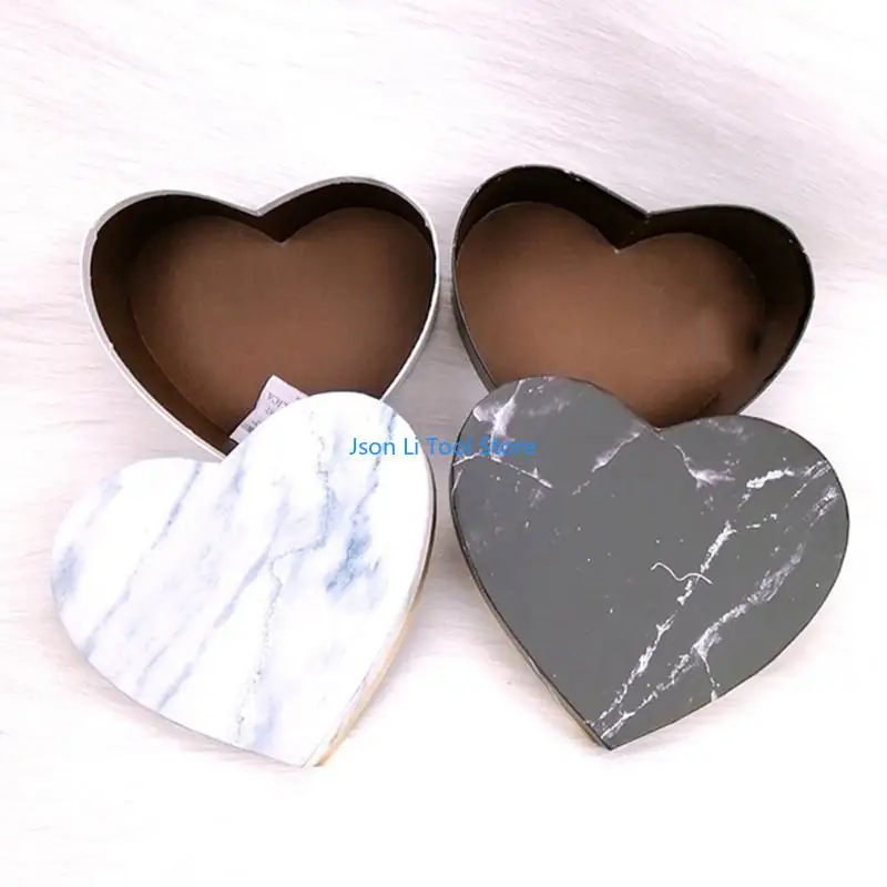

Y08D 3 Pcs Heart Shaped Gift Box Marble Candy Packing for Case Container Jewelry Necklace Rings Decorative Storage for