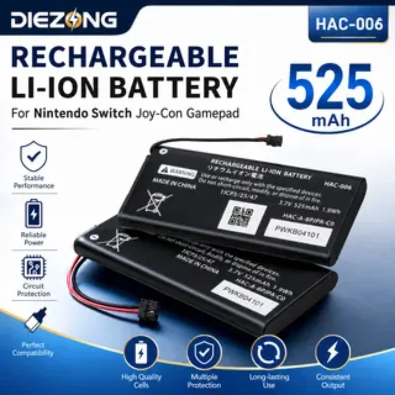 

3.7V 525mAh HAC-006 Rechargeable Li-ion Battery for Nintendo Switch Joy-Con Gamepad Games Replaceable Batteries Accessories