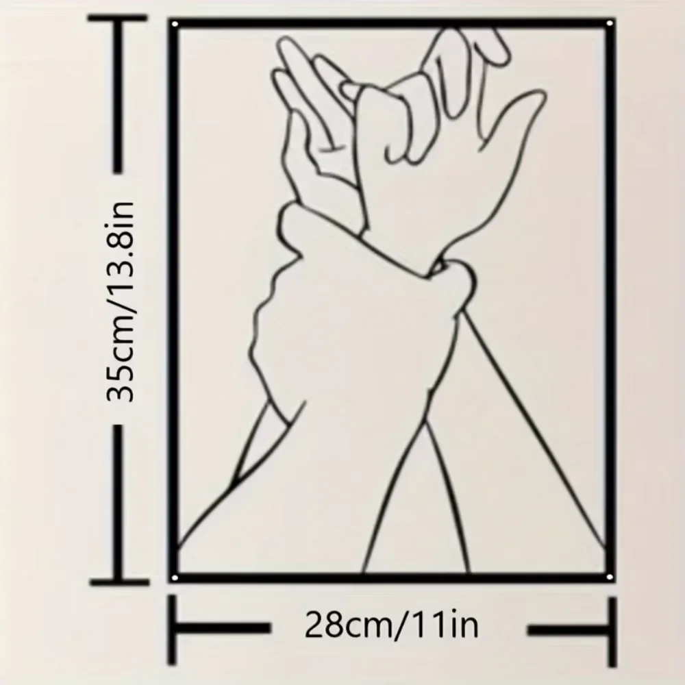 Romantic Couple Hand Shape Aluminum Wall Art 12x16 Inch Waterproof Durable Decor for Living Room Bedroom Bathroom