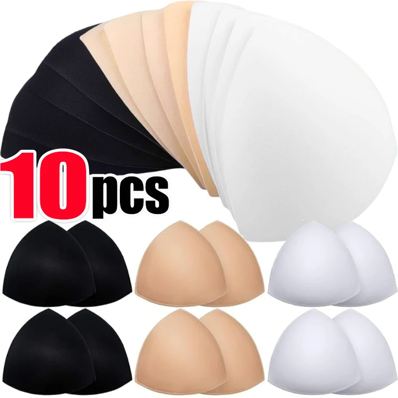 1/5 pares triângulo esponja push up sutiã almofadas conjunto feminino inserção invisível maiô biquíni realçadores de peito copo almofadas acessórios