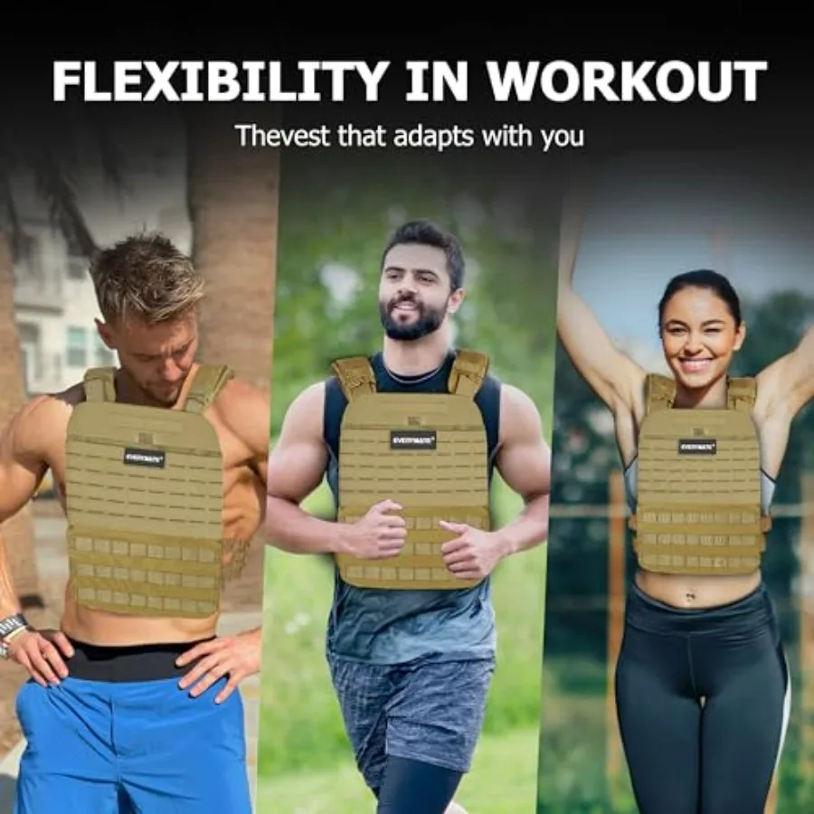 سترة مرجحة من EVERYMATE للرجال سترة مرجحة قابلة للتعديل لتدريب القوة وتمارين التحمل ملابس تدريب اللياقة البدنية التكتيكية #6