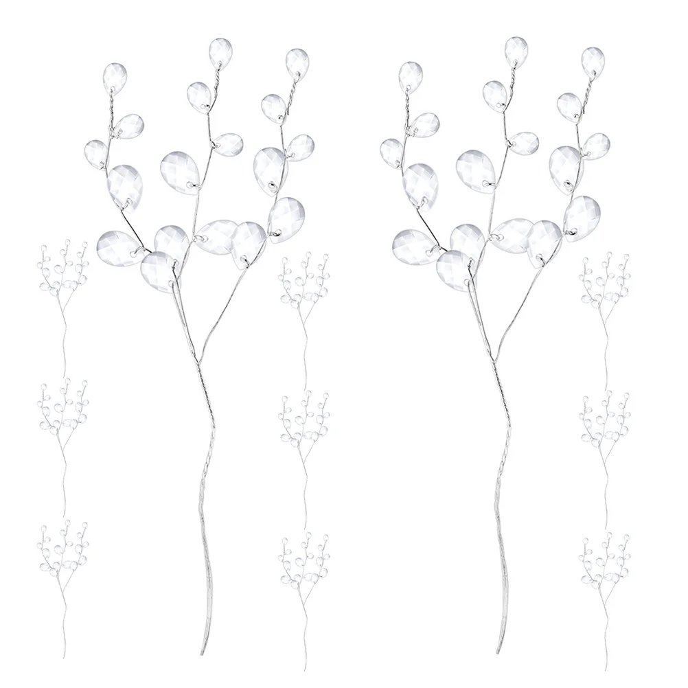 

60pcs Wedding Decorative Picks Acrylic Bead Drop Stems Aluminum Wire For Diy Floral Arrangements Wreaths Bridal Bouquets