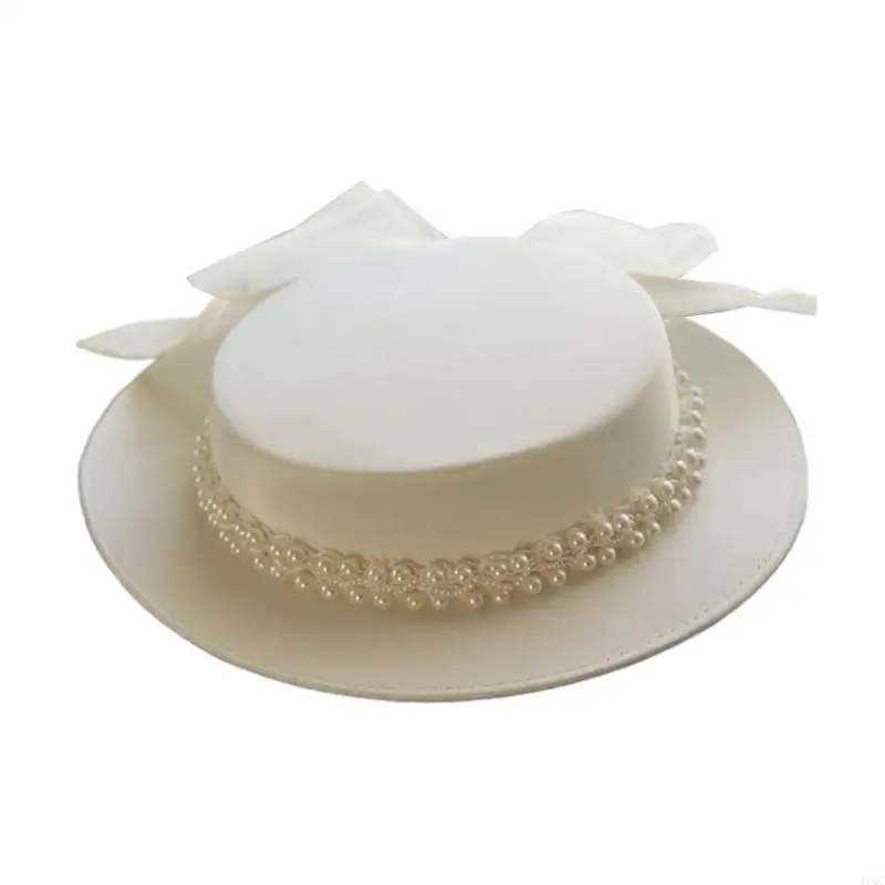 

2025 New Oversized Victorian Hat Fascinator Wide Brimmed Bridal Headpiece Bowknot