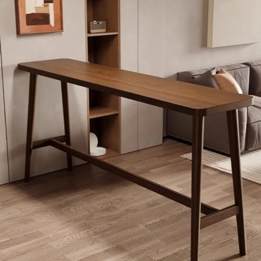 

Modern Wooden Narrow Patio Bar Table - High Top Dining Table for Kitchen, Balcony, Pub - Easy Assembly - Perfect for Small Spac