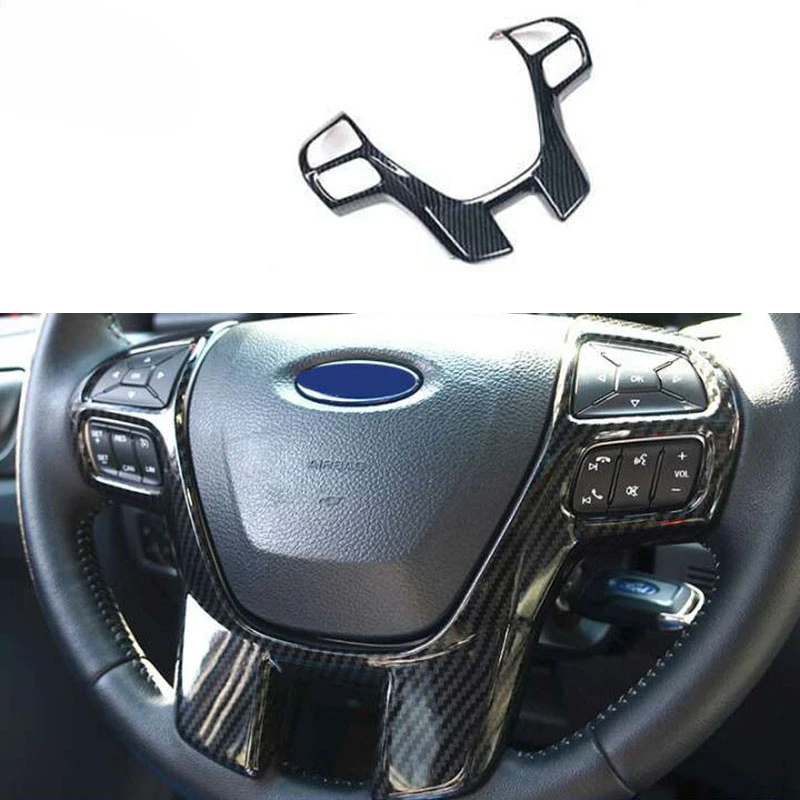 Carbon Fiber Color Steering Wheel Frame Decorator Cover accessories for Ford Ranger Everest Endeavor 2015 2016 2017 2018 2019