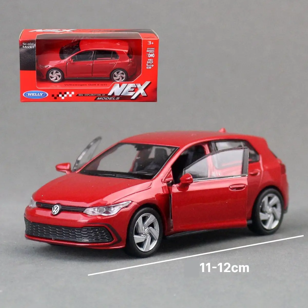 Coche de juguete Volkswagen Golf 8 GTI 1/36 para niños, vehículo en miniatura de metal fundido a presión, con ruedas libres, regalo de colección para niños