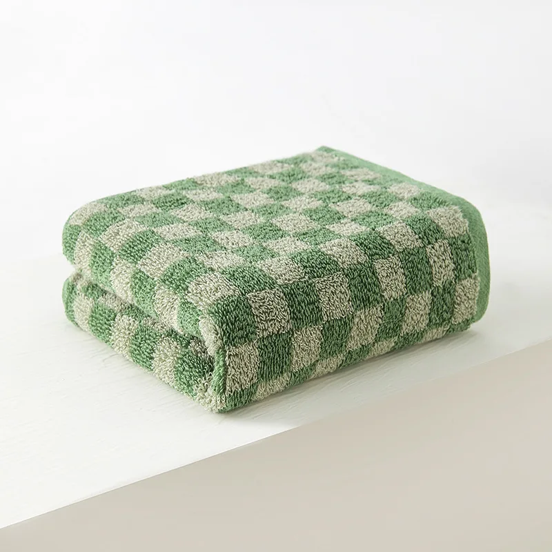 Pure Cotton Jacquard Adult Face Towel 34*75CM 110g Checkerboard Towel Thickened Soft Multi-color Towel Towels Bathroom