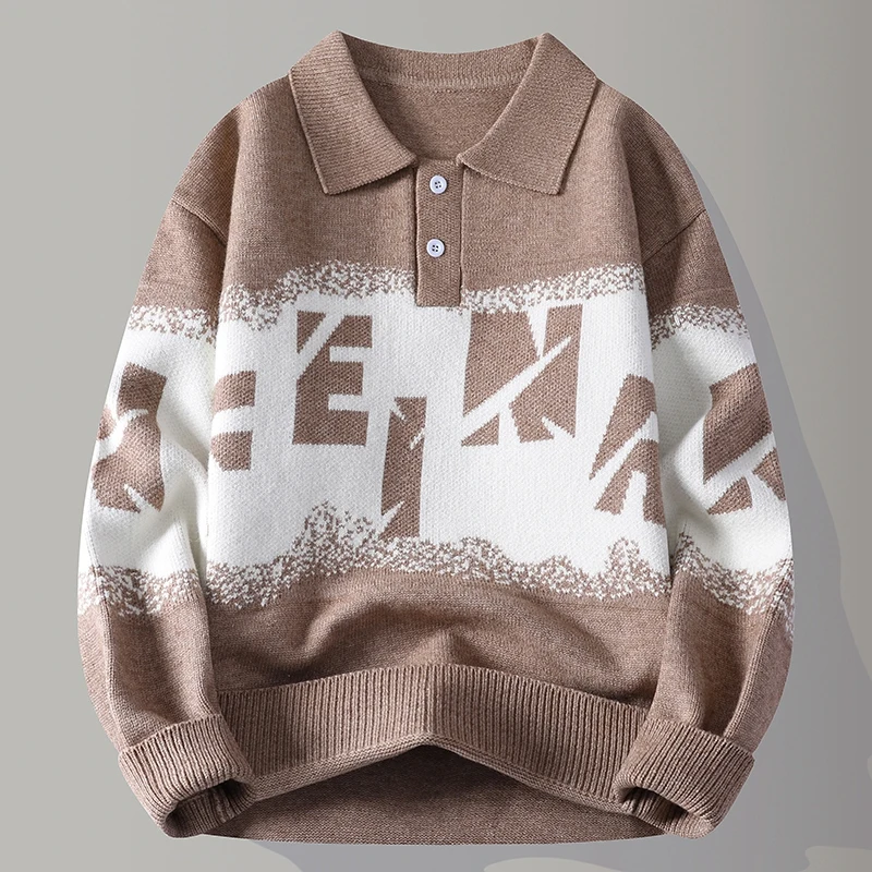 

Мужской вязаный свитер с круглым вырезом, базовая теплая кофта для ношения под одеждой, повседневный стиль, длинный рукав, полиэстер