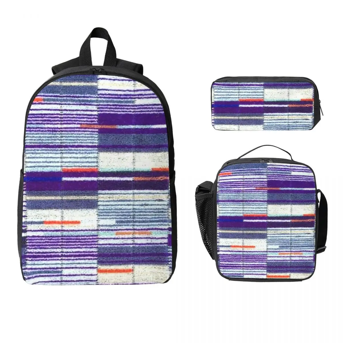 Elizabeth Line Underground Moquette Backpack BookBag School Bag Computer Shoulder Bags 3ps Insulated Lunch Bag Pencil Case