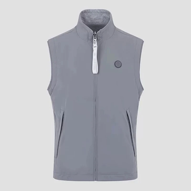 New Autumn Golf Vest Men's Sleeveless Zipper Logo Versatile Fashion Stand Up Collar Golf Jacket