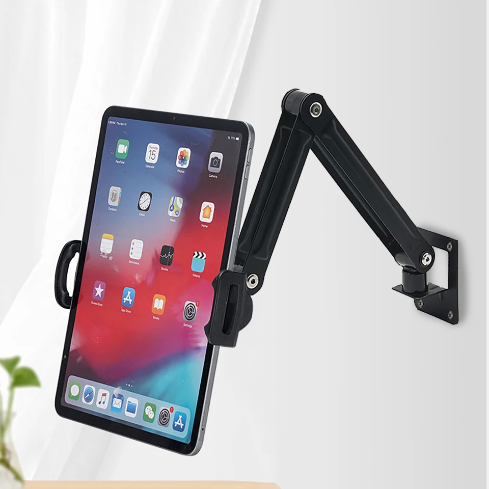 Tablet Wall Mount Holder Aluminum Alloy Foldable Phone Holder with Screws 360° Rotating Universal Mobile Phone and Tablet Stand