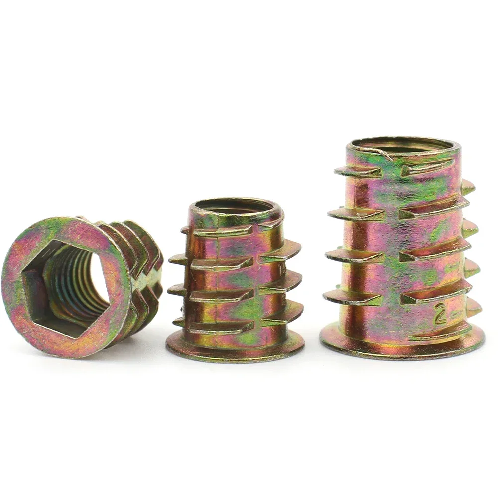 10/20/50pcs M4 M5 M6 M8 M10 Zinc Alloy Thread For Wood Insert Nut Flanged Hex Drive Head Furniture Nuts