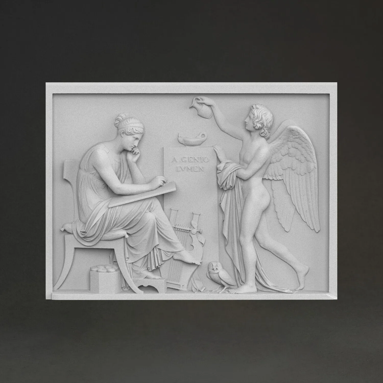 Sculpture « La brillance du génie », en résine imprimée en 3D, peinte à la main, décoration texturée effet plâtre