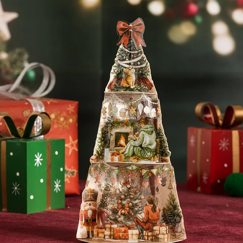 

18 шт., рождественский подарок, серия книг, рождественская тема, двойной материал, высечка, наклейка, книга, книга, коллаж, сделай сам, скрапбук, фоторамка