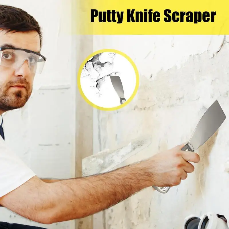 Paint Scraper Stainless Steel Scraper Tool Floor Scraper Spackle Wall Repair Paint Spatula Trowel Concrete Tool For Removing