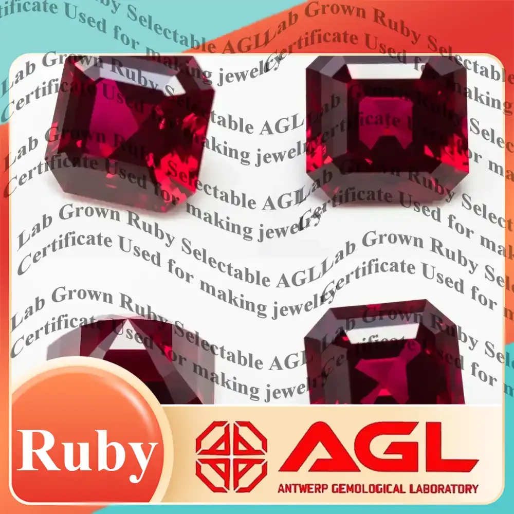 

Лабораторно выращенный рубин квадратной огранки Ашер для изготовления ювелирных украшений, подвесок, DIY-изделий, материалы для драгоценных камней, цвет «голубиная кровь», VVS1, лабораторно созданный рубин.