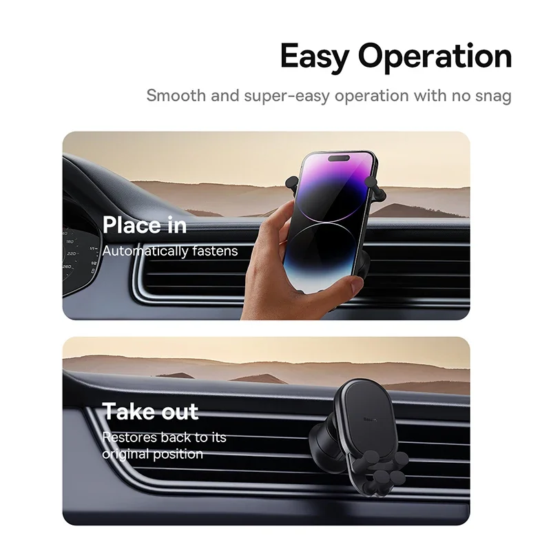 Baseus Auto Restorable Car Phone Holder Gravity for Car Air Vent Silicone Stand For iPhone 15 Xiaomi Samsung Car Mobile Support