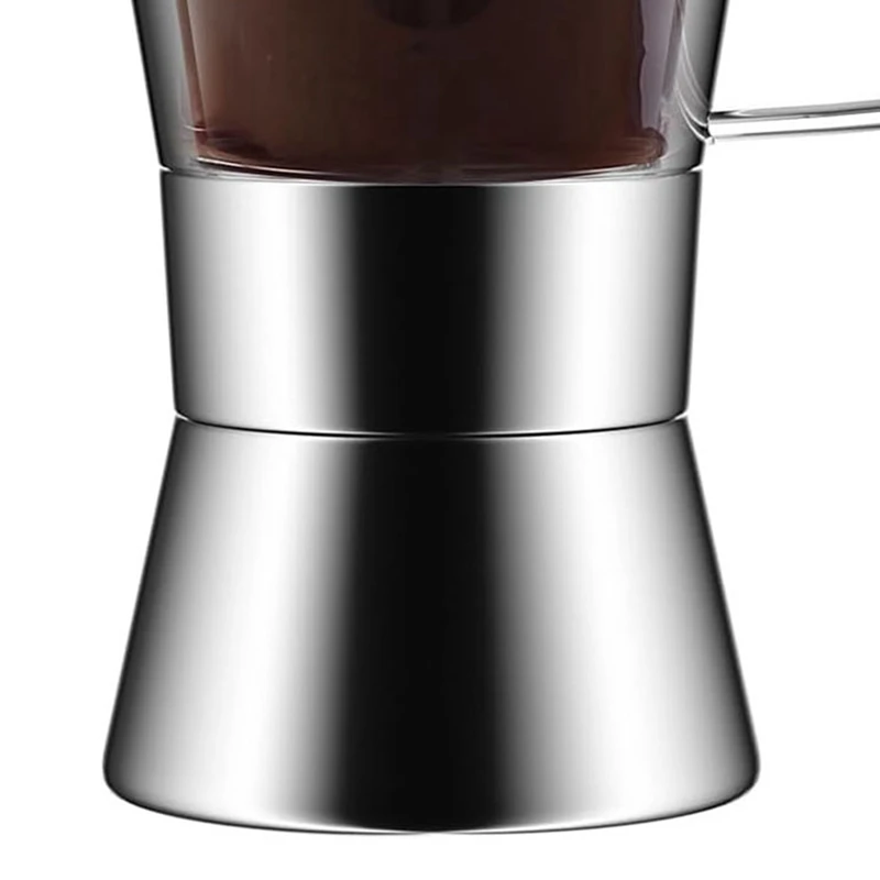 Italian Coffee Maker Glass-Top & Stainless Steel Espresso Moka Pot,Classic Italian Coffee Maker, 240Ml