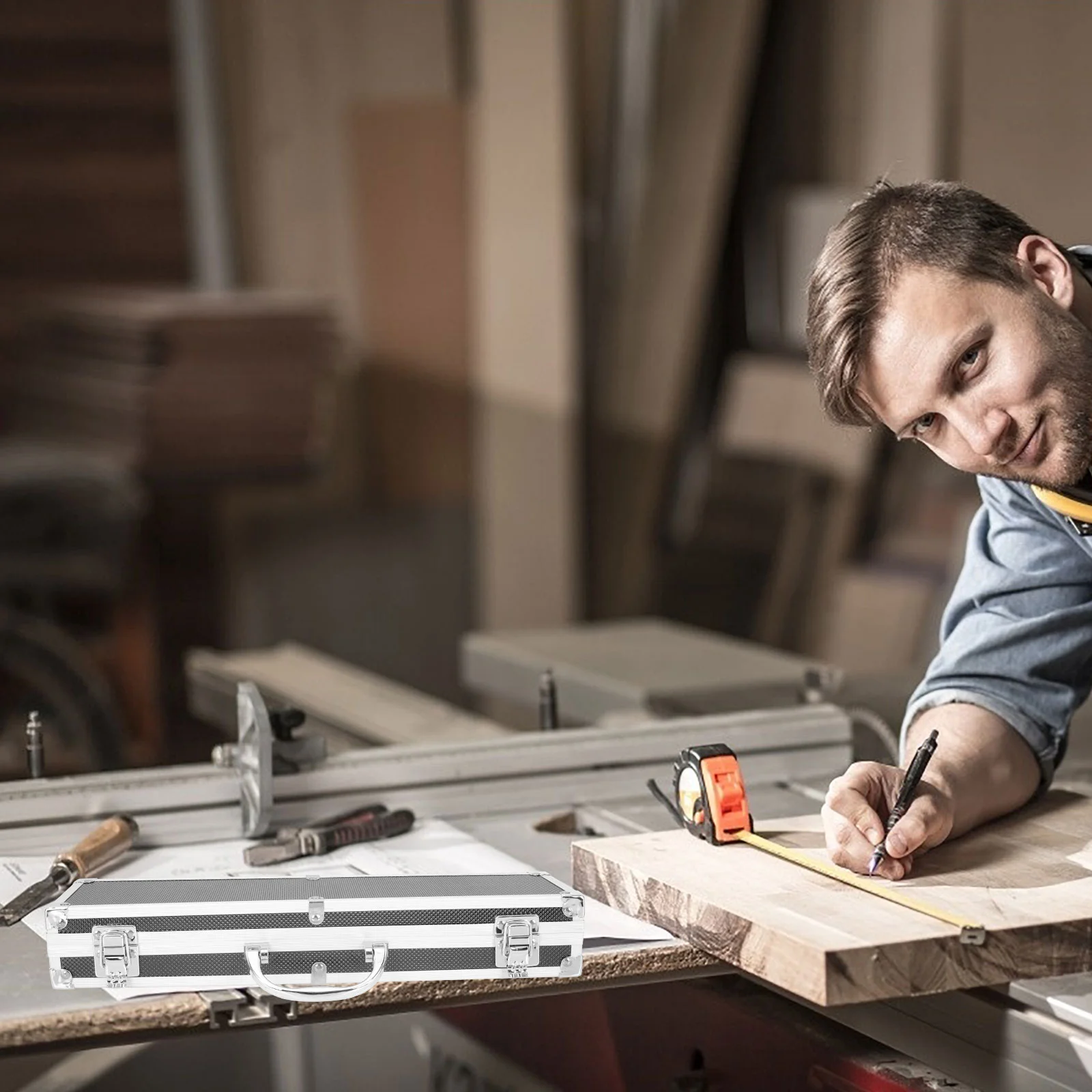 Aluminiowa skrzynka narzędziowa Etui na narzędzia ręczne Organizer do przechowywania na zewnątrz do praktyki; Aluminiowy pojemnik podróżny Uchwyt antypoślizgowy