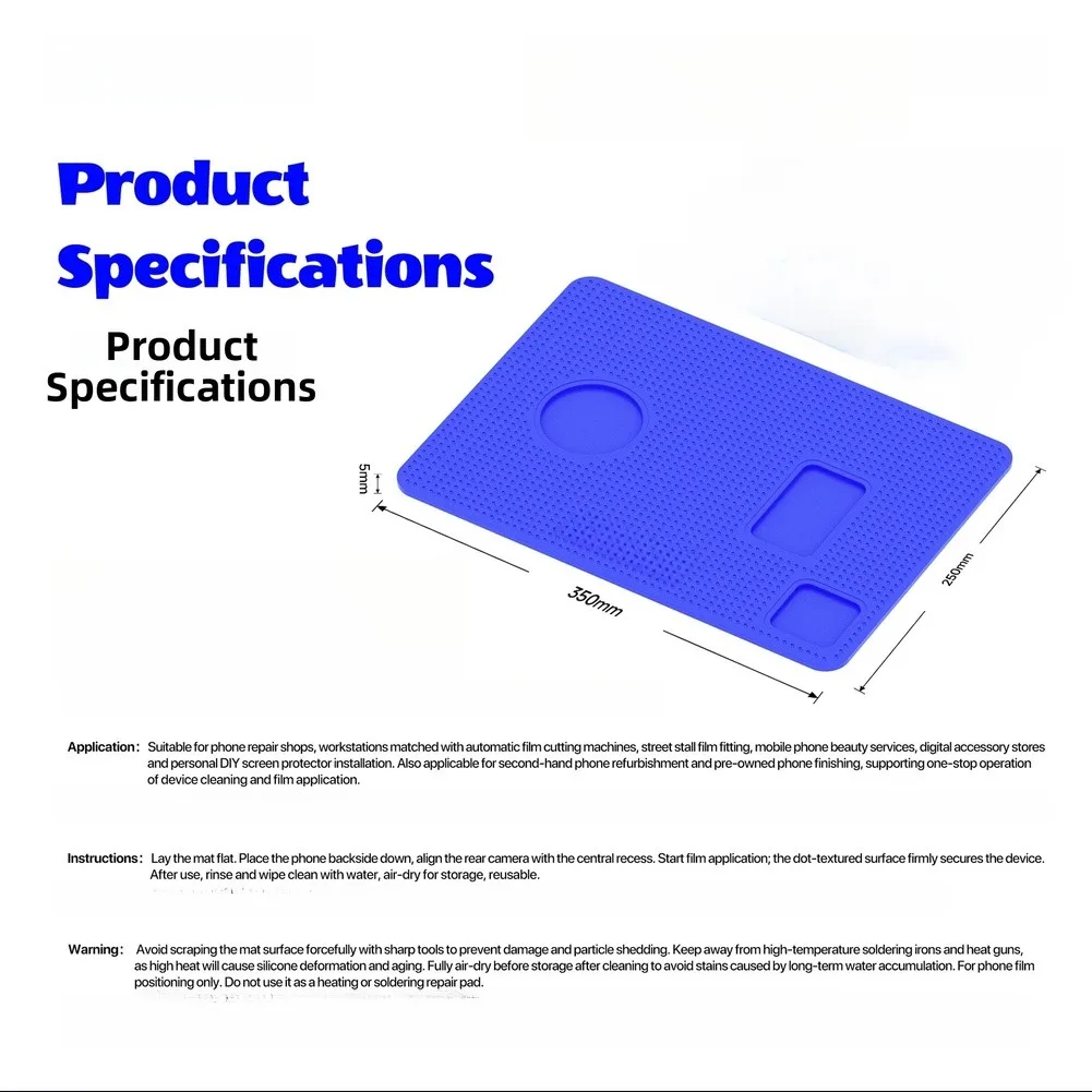 For V14 Compatible Silicone Slip Mat for Screen For Protector Application Non-Slip Fixing Pad 35 x 25 x 0.5 cm Blue