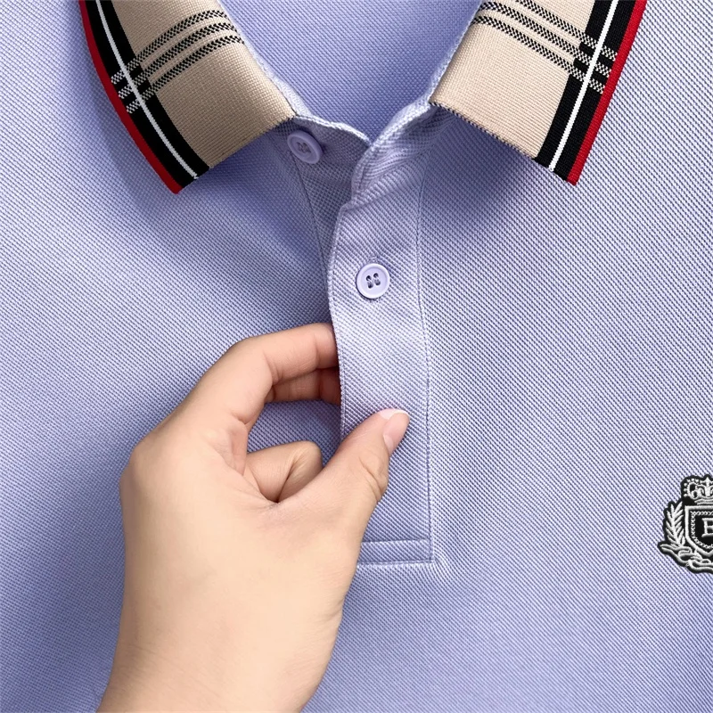 Neues Sommer-Herren-Poloshirt mit Kurzen Ärmeln, Kragen und Knöpfen, Luxuriöse Buchstaben-Stickerei, Lässiger Vielseitiger Jugendlicher Preppy-Stil Herrenbekleidung – Detail 8