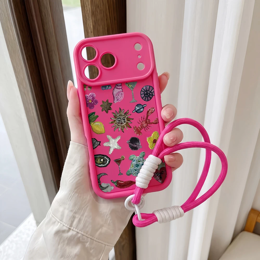 Handyhülle für Samsung Galaxy Note 20 S25 S26 Plus S24 S23 FE S25 S24 S23 Ultra A57 A07 5G Retro Elements Lanyard Silikonhülle – Detail 5