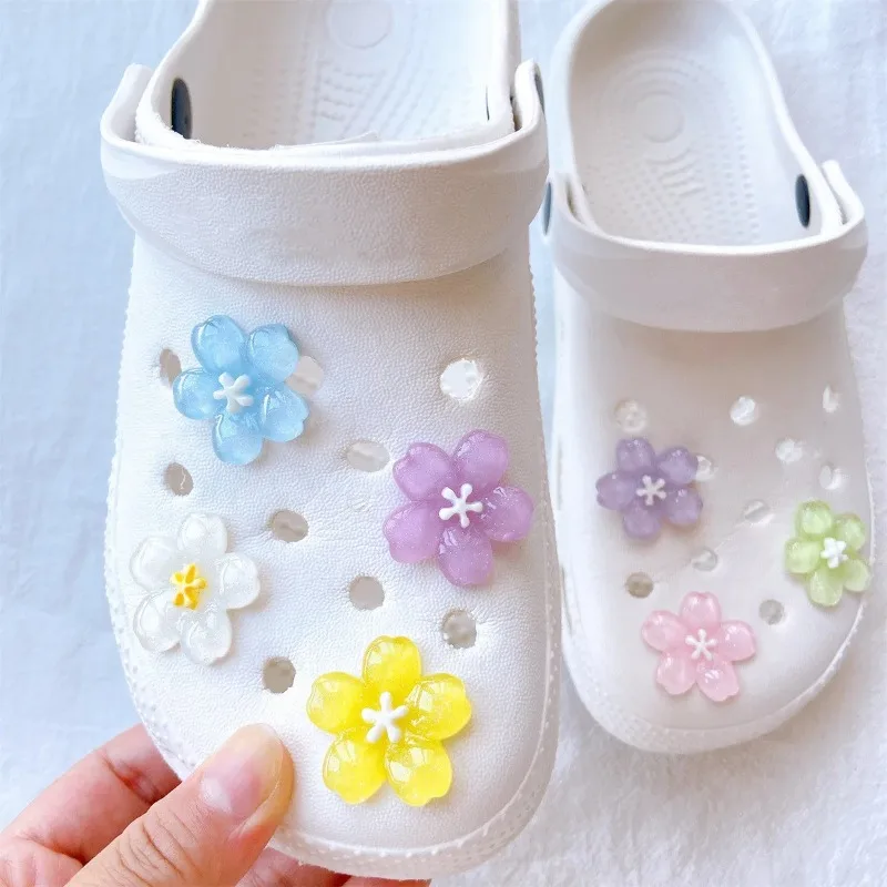 Cartoon Cherry Blossom 3D Resin Shoe Buckle Hole Charms Colorful Flower Shoe Decorations DIY Accessories for Kids' Shoes