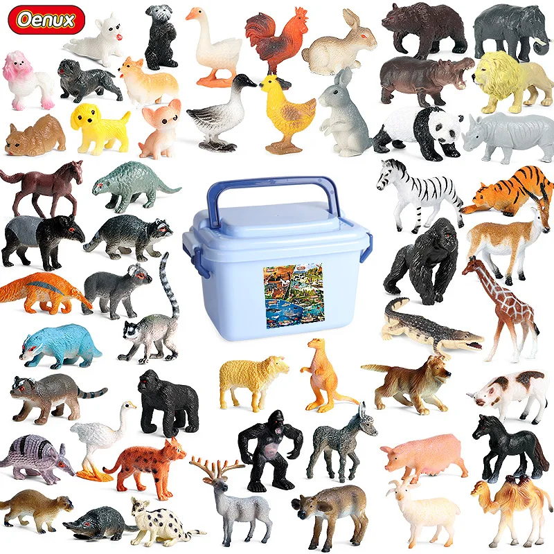 Oenux Simulation Animals Wild Dinosaur Sealife Farm Scenes Action Figure Model PVC Miniature Educational Kids Toy Gift With Box