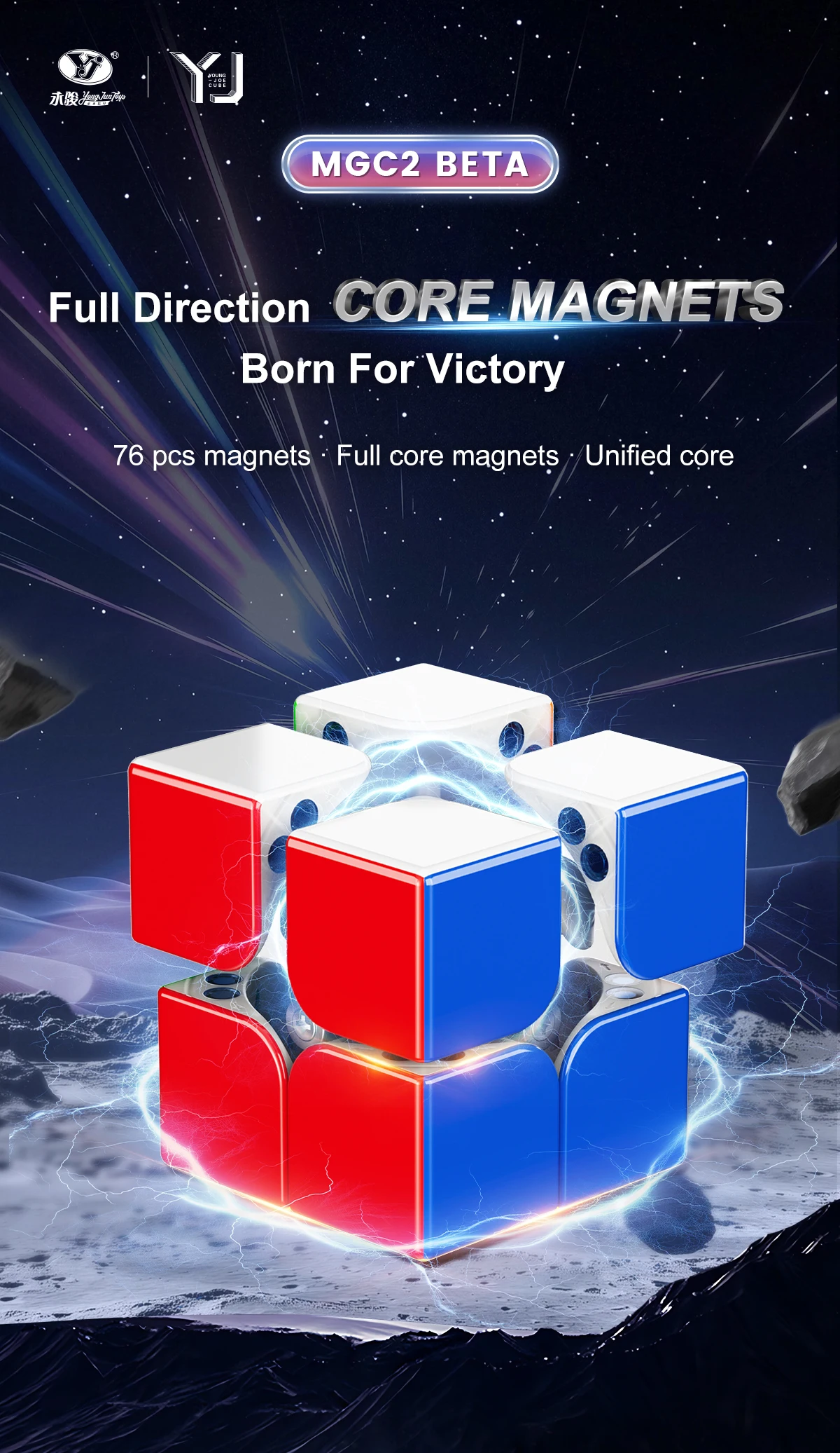 [Picube] 2025 YJ MGC Beta 2X2 Cubo mágico magnético de velocidad sin pegatinas juguetes profesionales Yongjun 2x2x2 Cubo mágico rompecabezas