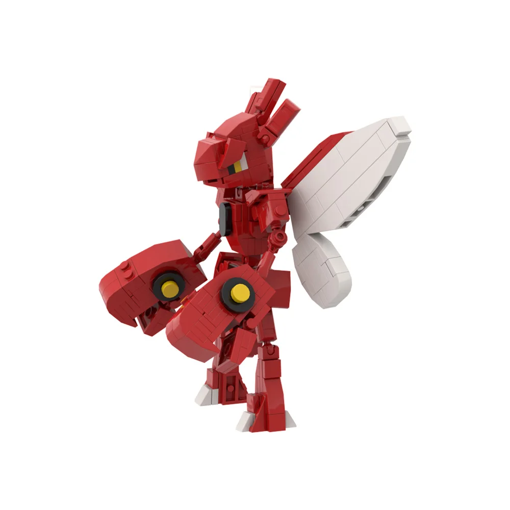 MOC animación Scizor figura modelo bloques de construcción insecto rojo Mantis volador lucha elfo figura de acción ladrillos ensamblados juguete para regalo