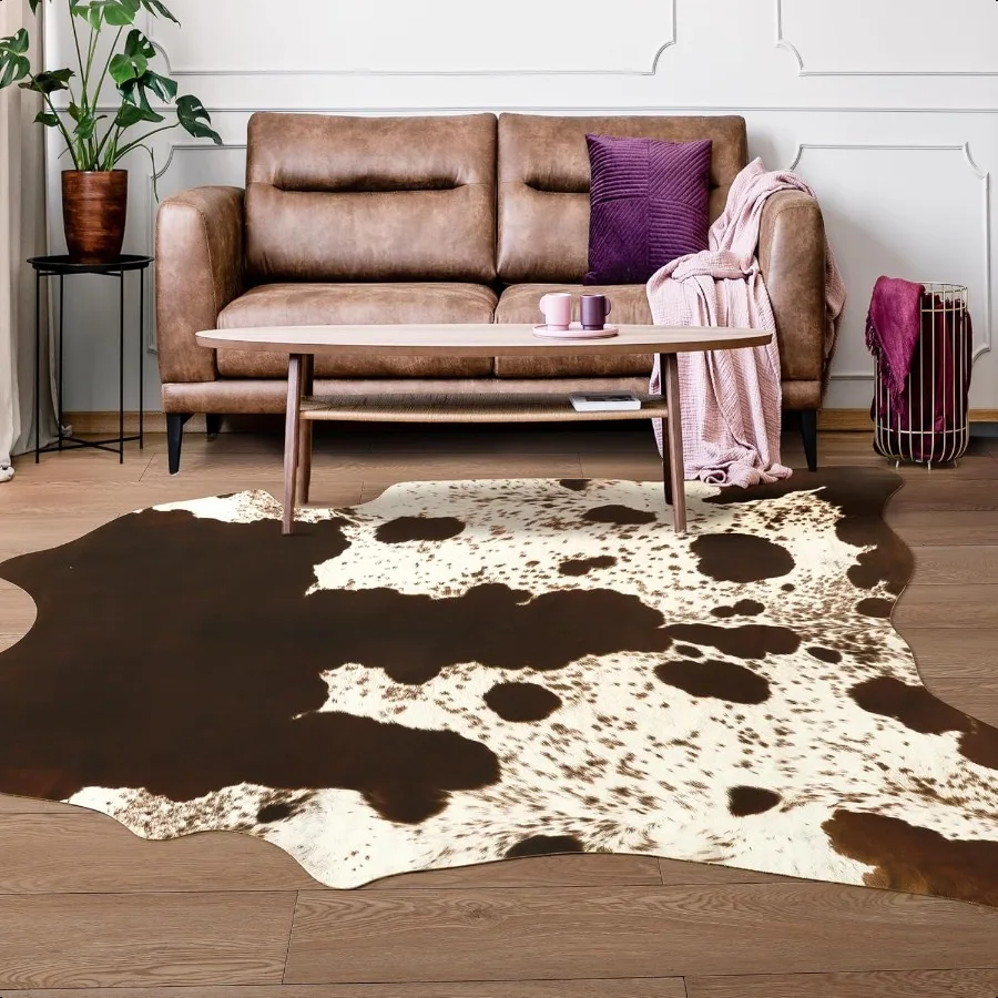 

Faux Cowhide Rug for Bedroom Living Room Western Home Decor Cow Hide Animal Print Carpet Cow Print Western Rug Faux Fur Fabric
