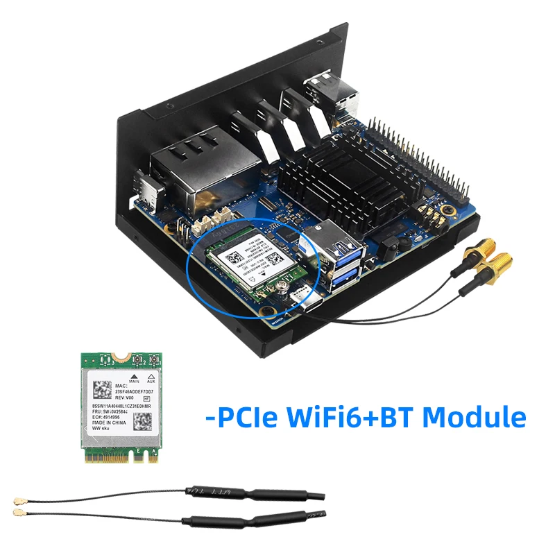 Orange Pi 5 Plus Metal Case with 4040 Cooling Fan Aluminum Heat Sink Optional 2 Antenna WiFi6 BT for OPI 5 Plus 4 / 8 /16 GB