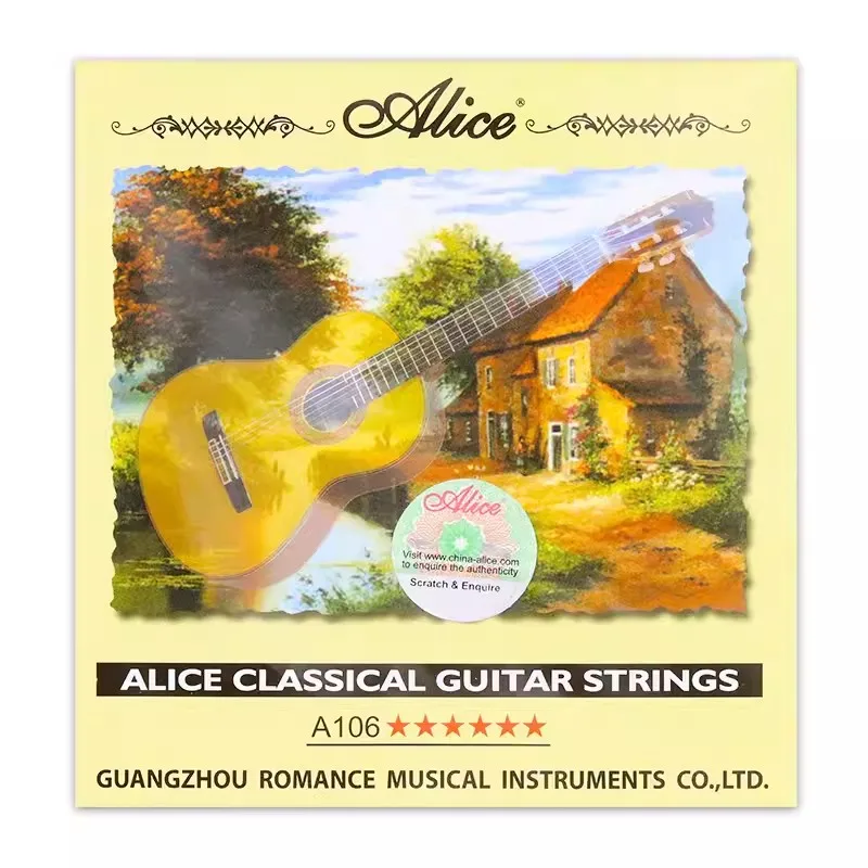 Alice Classical Guitar Strings 1 Set 6Pcs A106 Clear Nylon And Silver Plated Copper Wound  Guitar Parts Accessories