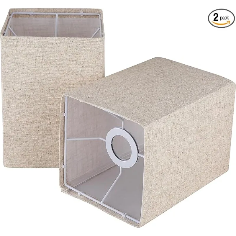 

Квадратные абажуры-бочонки, 2 шт., 14x20 см, из натурального льна, легко собираемые, сменные тканевые абажуры для настольных ламп