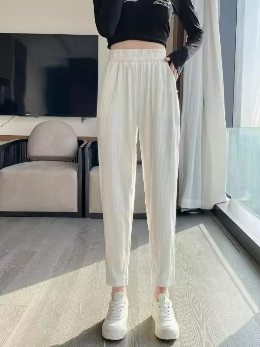 Women's Summer Thin Sports Pants Casual Loose Trousers Korean Style Cuffed Harlan Carrot Sweatpants Nine Points Commute Style