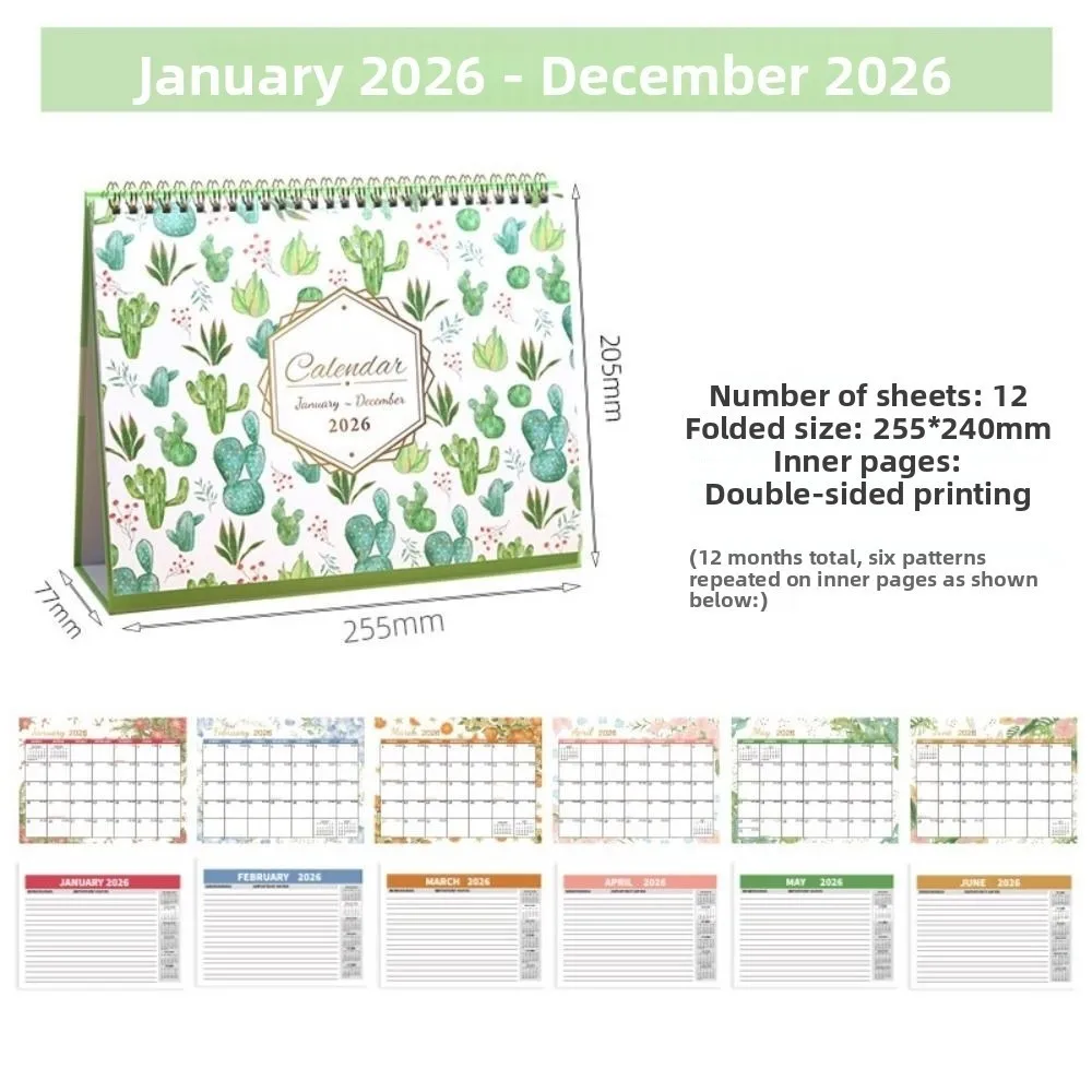 Creative 2026 Desktop Calendar Portable Daily Schedule Standing Flip Calendar Yearly Agenda Thick Paper