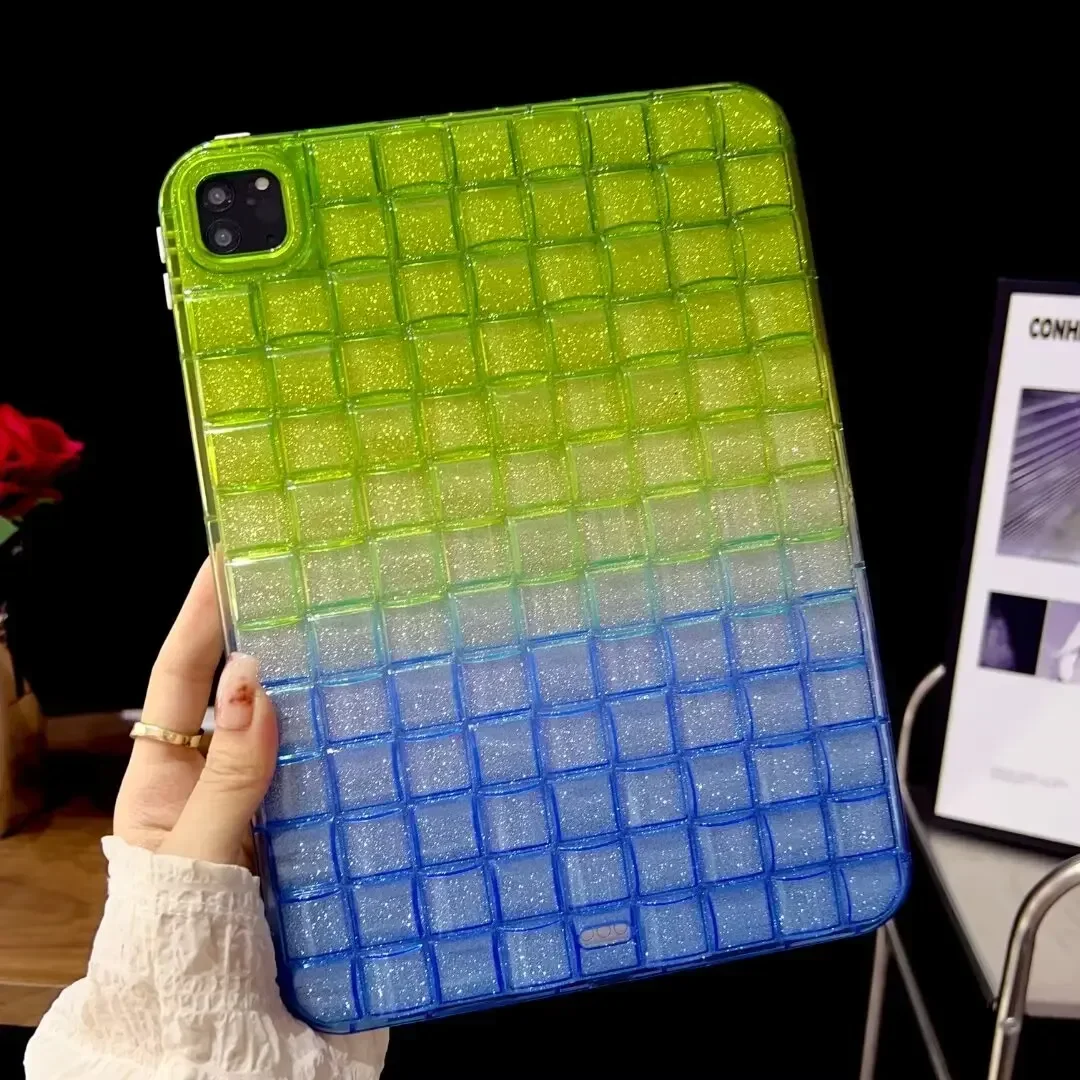 サムスンギャラクシータブa7lite 8.7 t220 a8 10.5x200 s6 lite 10.4 p610,アクリルtpu,角氷,グラデーションカラーのグリッターケース