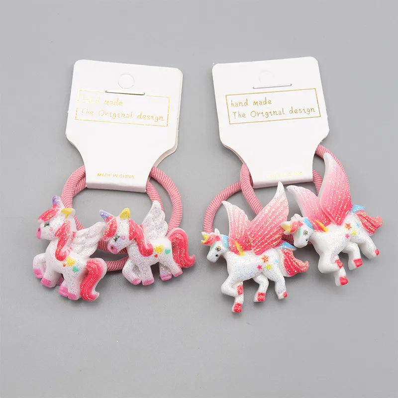 18 Styles 2 Pcs/set Unicorn Kids Rubber Bands Little Girls Scrunchies Stretch Hair Rings Baby Headband kawaii Hair Accessories