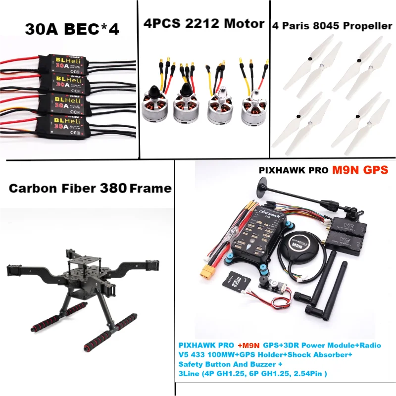 RctoSky PIXHAWK PRO M9N Open source new smart drone FLY 380 MMpix quadrotor upturned rack