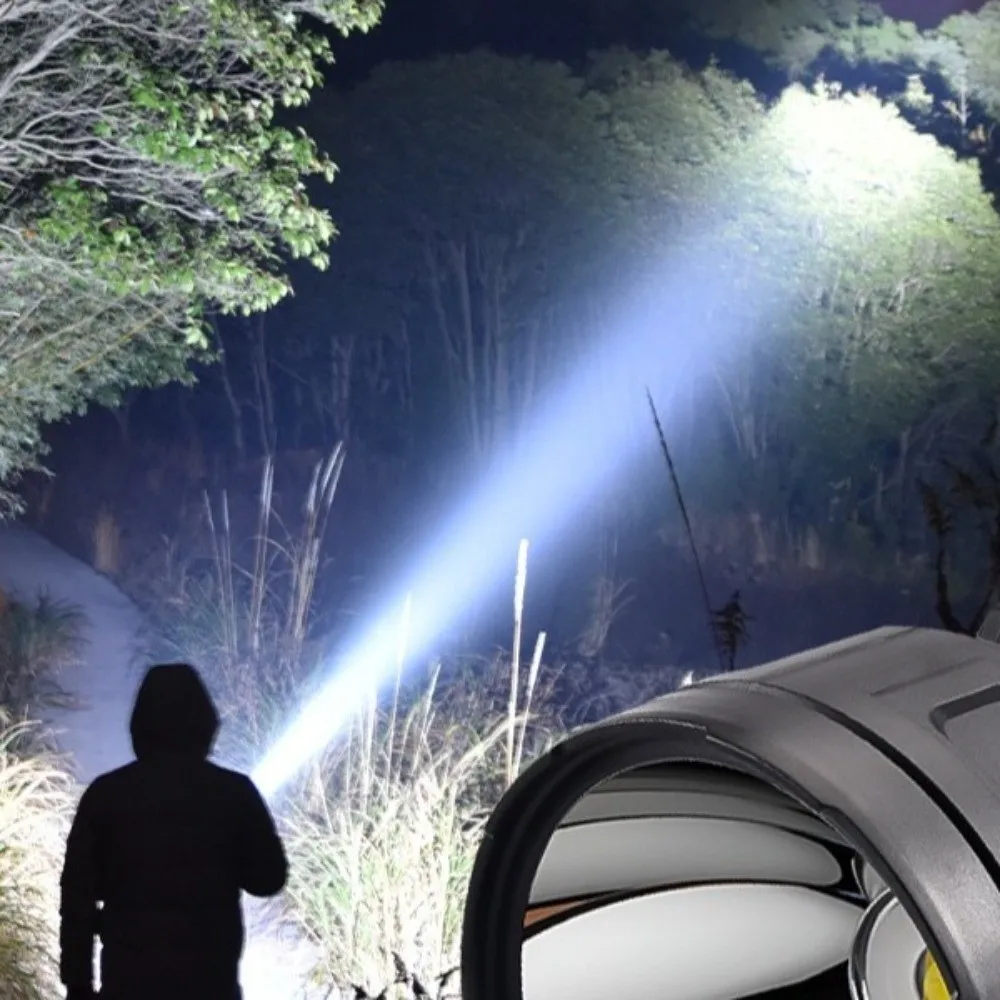 

Waterproof Camping Searchlight Dimmable with Side Lights Powerful Handheld Lantern USB Rechargeable Plastic Handheld Spotlight