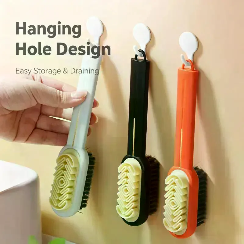 Portable Double Sided Cleaning Brush Multi-functional Long Handle Shoes Brush Convenient Washing Brush Household