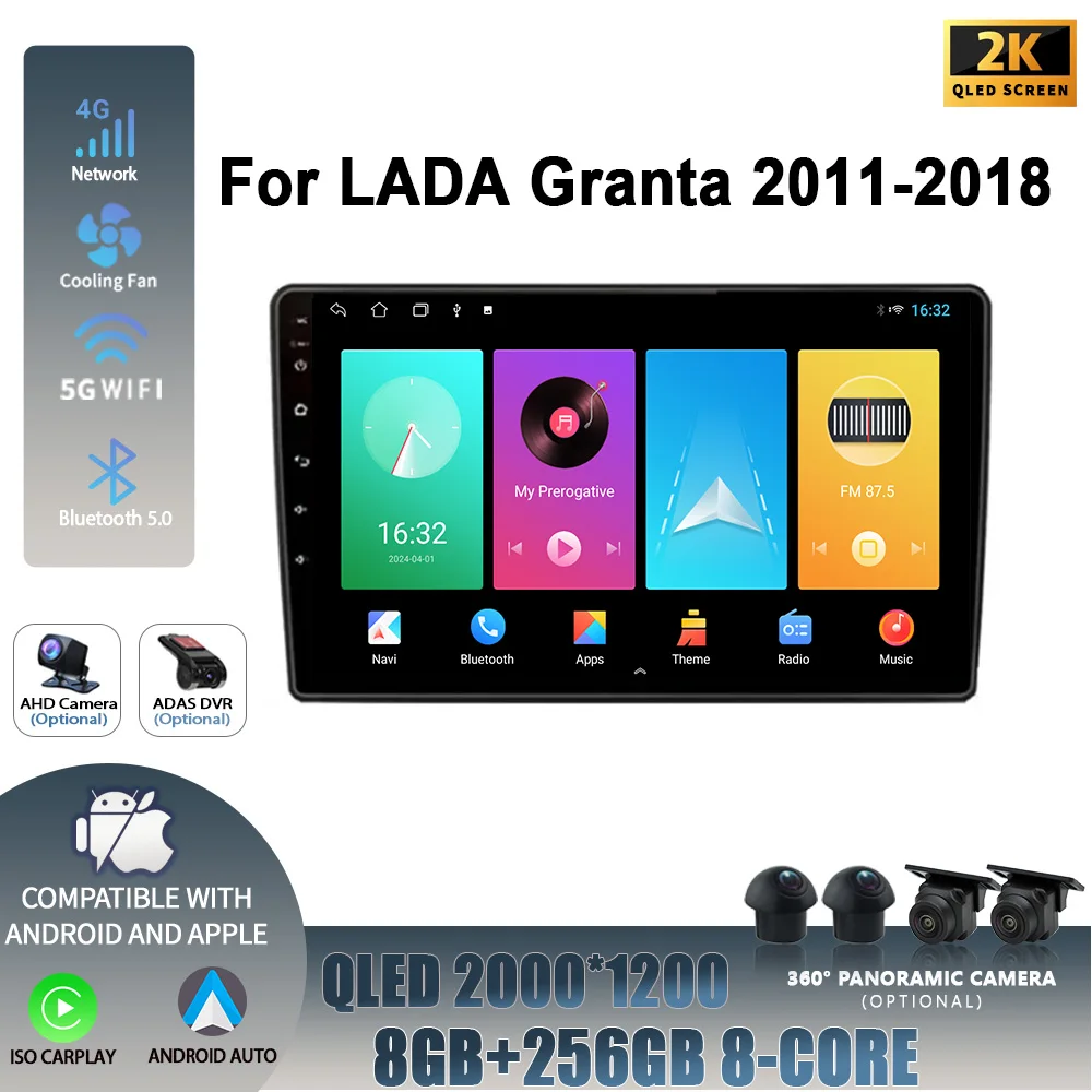 Car Radio Multimedia Navigation Player WIFI Android 14 For LADA Granta 2011-2018 Wireless Carplay Stereo Screen 4G  Head Unit