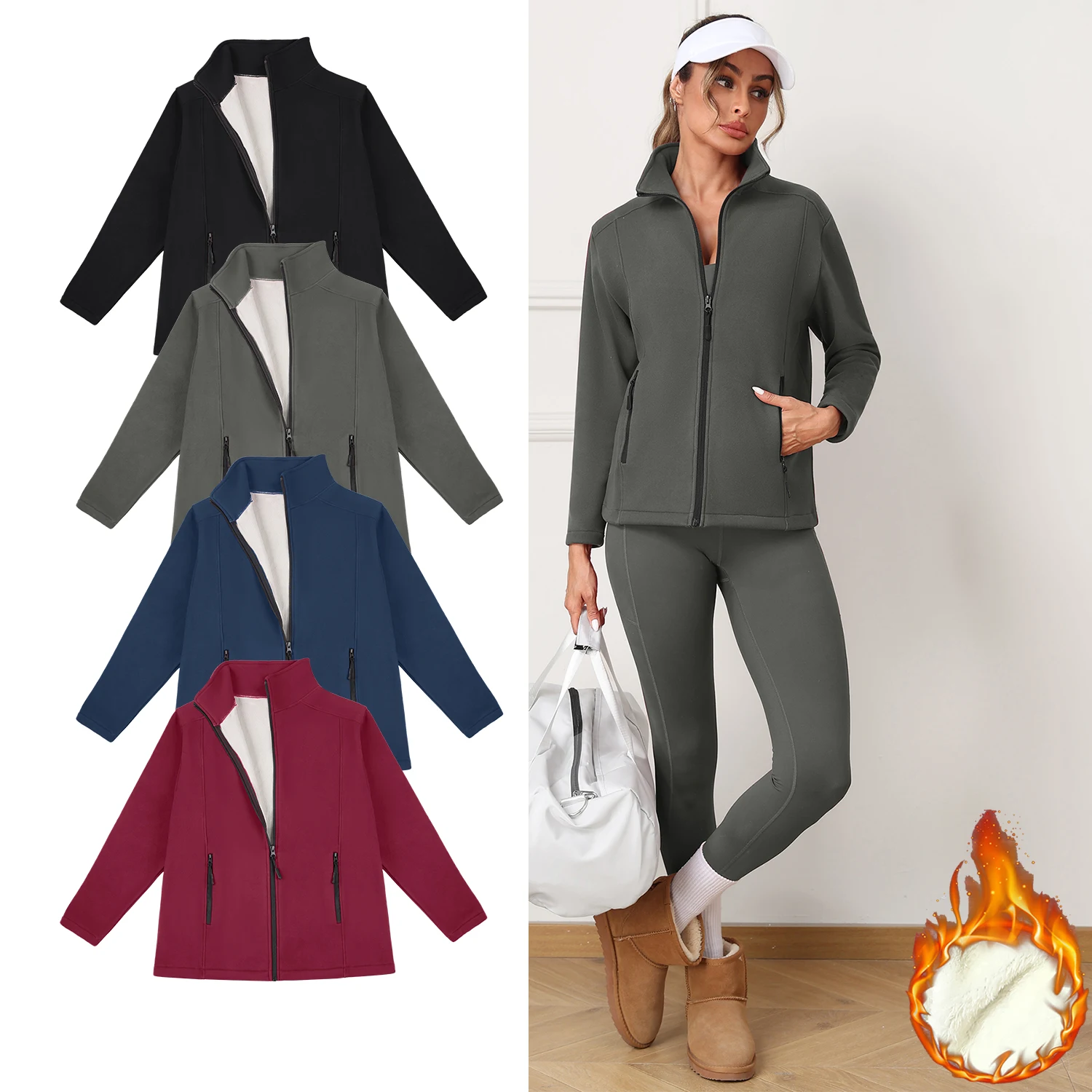 

Женская флисовая толстовка с капюшоном, куртка с лацканами и длинными рукавами на молнии, мягкая куртка, женские укороченные модные куртки, пальто, верхняя одежда