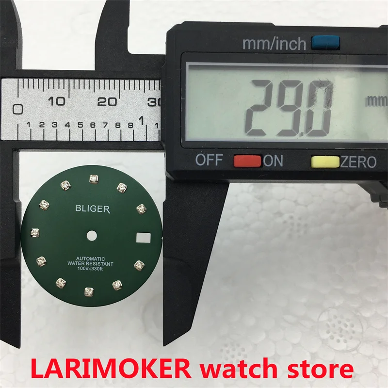 BLIGER/nologo 29MM schwarz weiß blau grün gold uhr zifferblatt diamant skala geeignet für NH35 bewegung