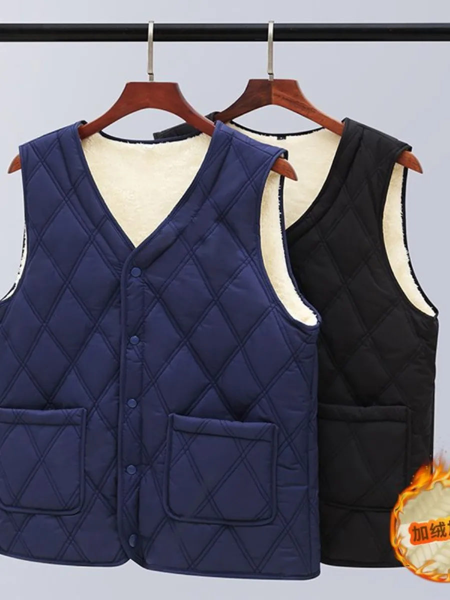 

Мужской утепленный жилет Thiened Fce из хлопка для осени и зимы, модный городской стиль, V-образный вырез, на одной пуговице...