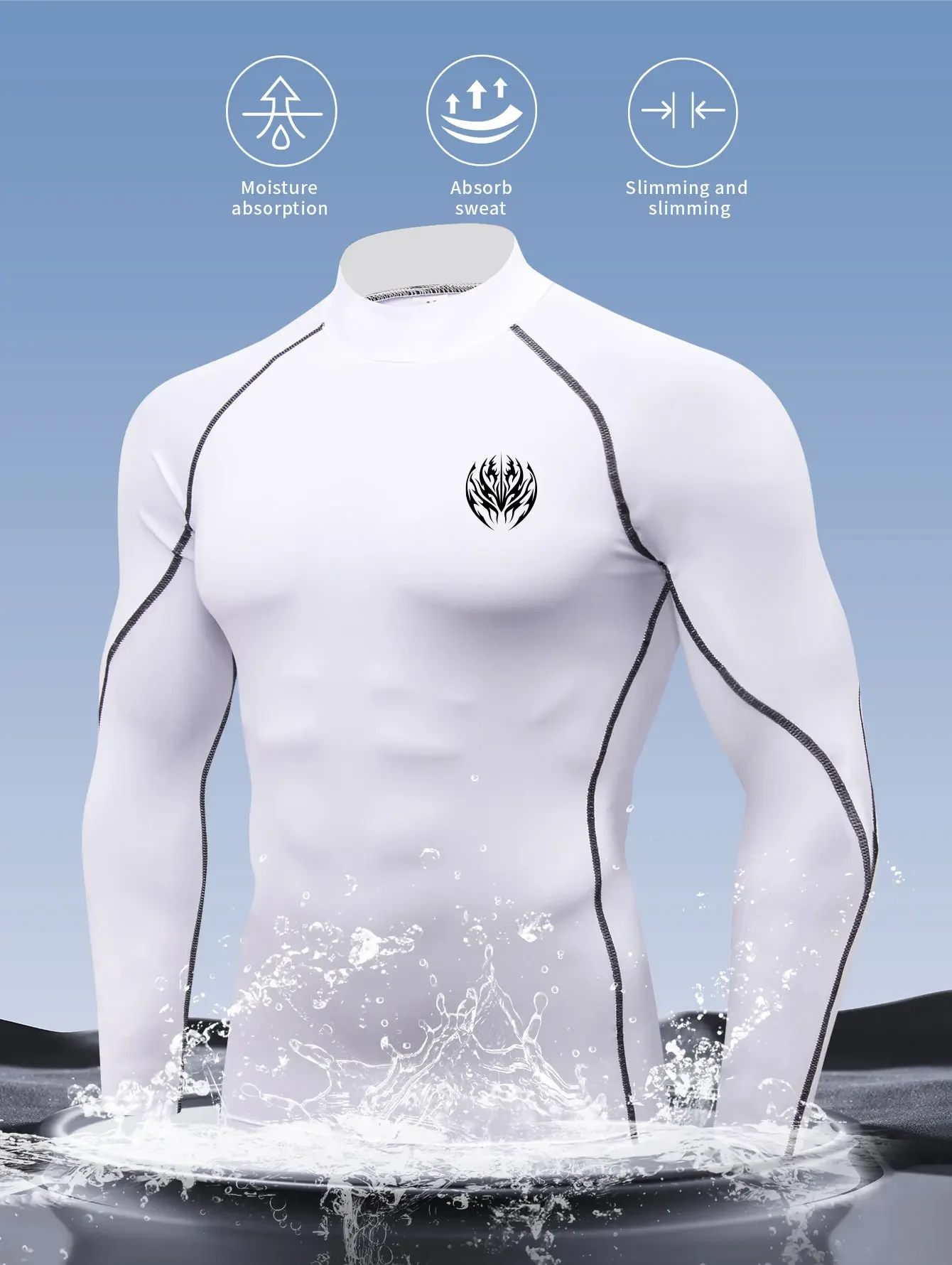 Sports fitness clothes men's long sleeve T-shirt compression clothes, quick dry elastic muscle brothers