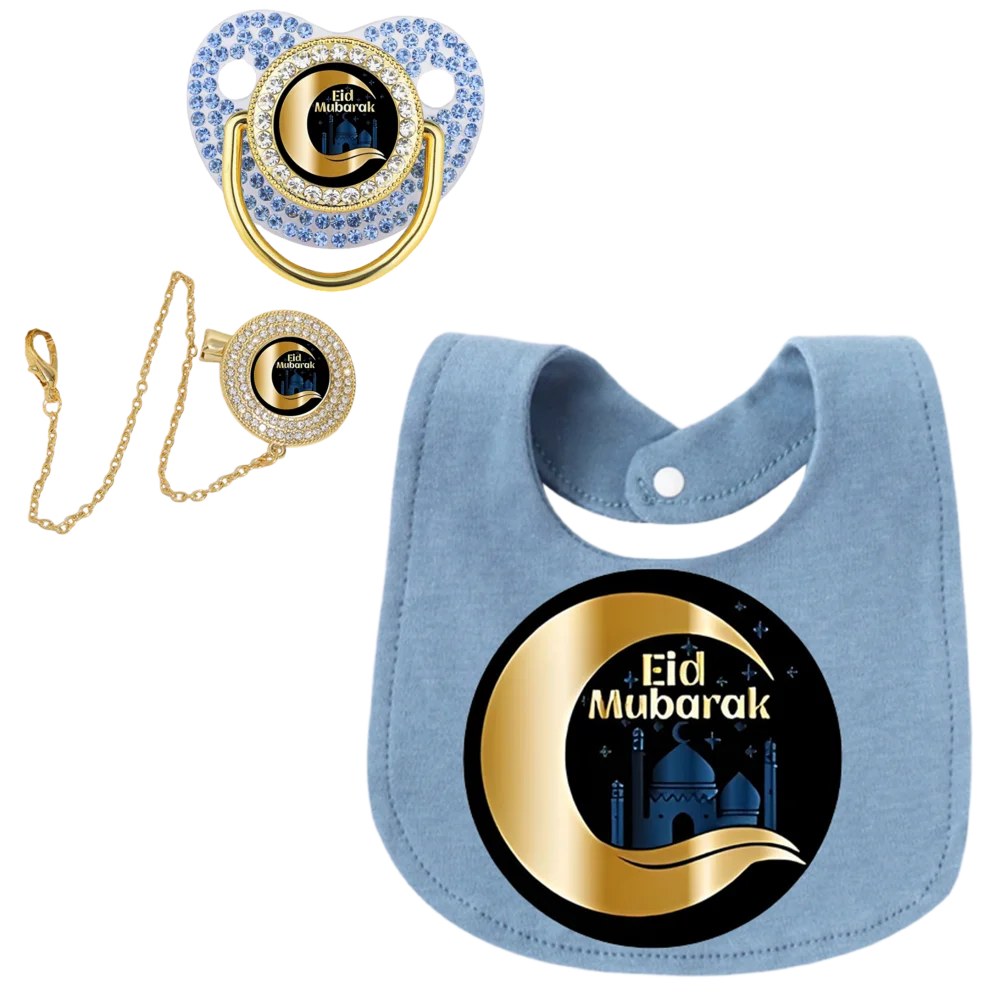 3 pièces/ensemble de bavoirs d'alimentation bleus bavoirs pour bébé chaînes de sucette pour bébé bisphénol sans A sucettes bleues de luxe sucettes pour bébé cadeau pour bébé