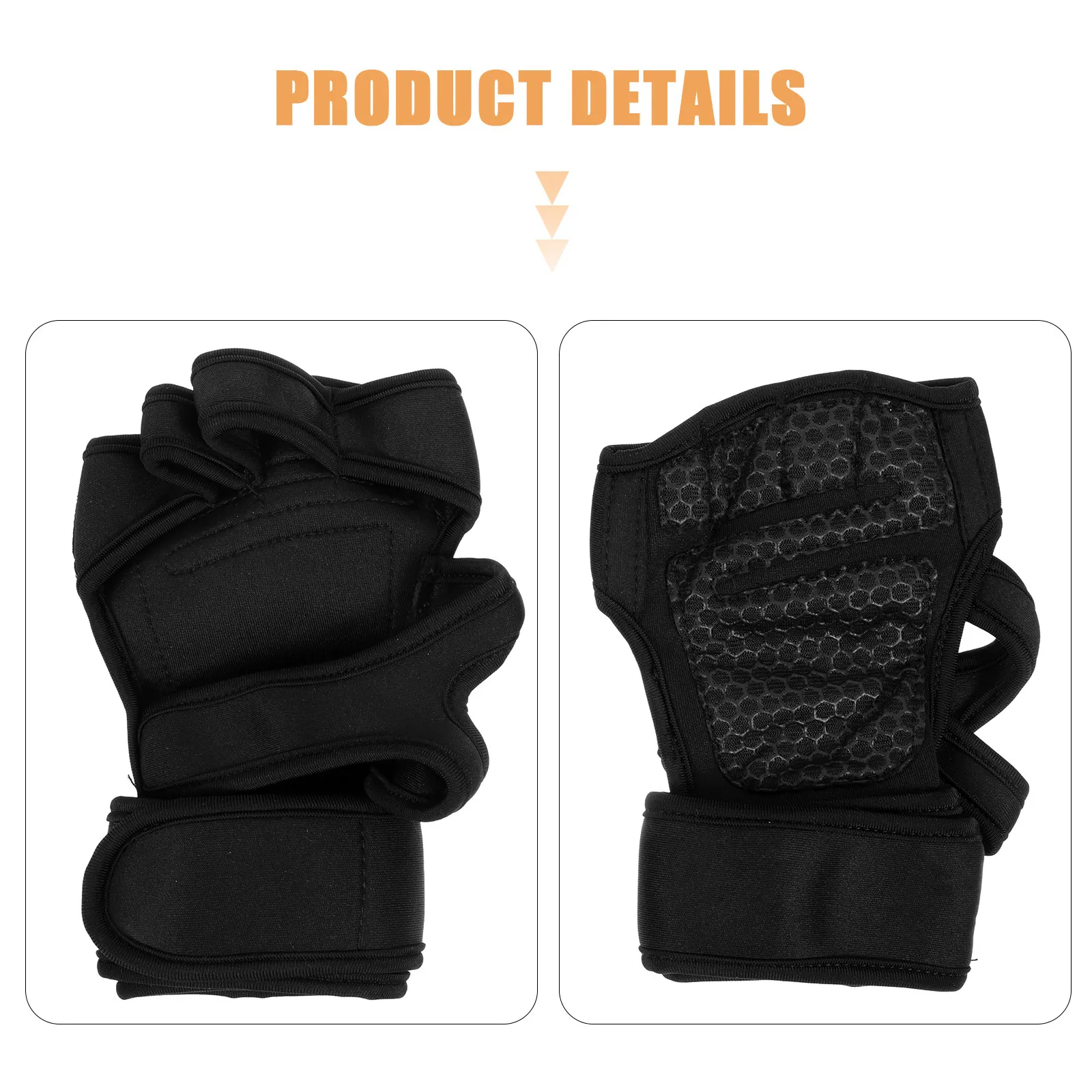 1Pair Professional Sports Palm Gloves Anti-Wear Non-Slip Half-Finger Design for Weightlifting Biking Hiking Skateboarding