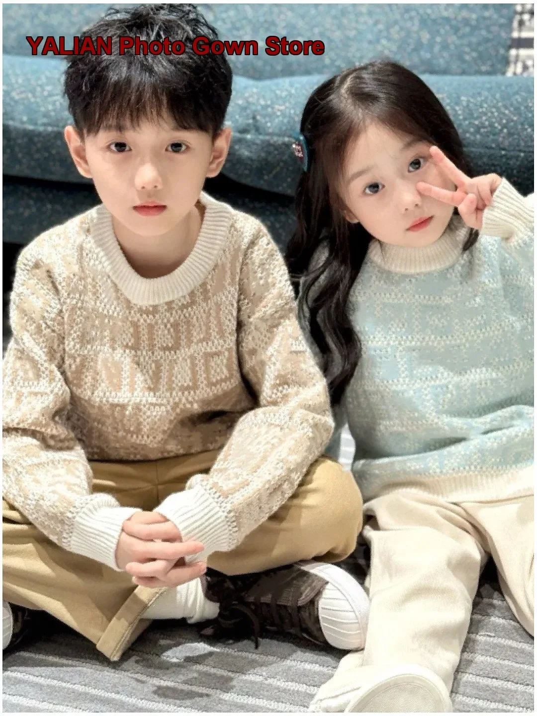 Kids Hollow Out Knit Base Layer Top Letter Print Autumn Warm Soft