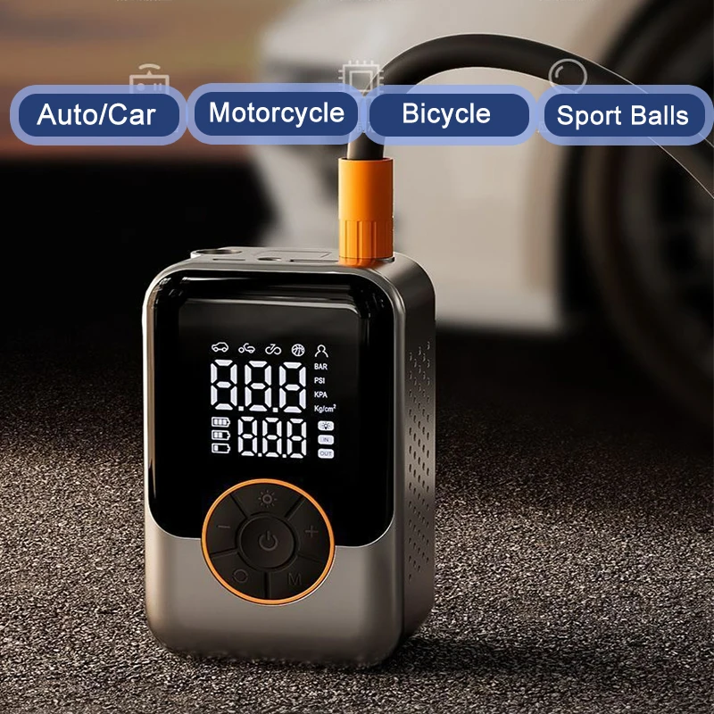 Tragbare Luftpumpe Kabelloser Auto-Reifenfüller Elektrischer Luftkompressor LCD-Display Luftinjektor für Fahrrad Auto Motorrad Reifen Ball – Detail 2